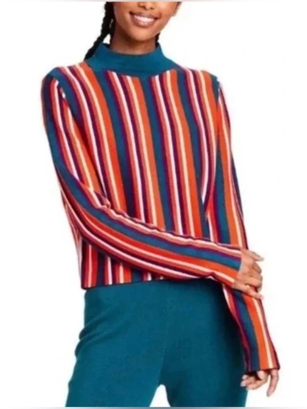 Victor Glemaud for Target Striped Multicolor Mock Neck Sweater XS